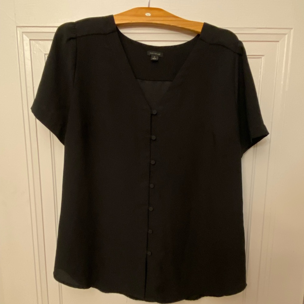 Ann Taylor Black Button Top